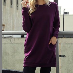 NWOT Beautiful Dark Plum Pocket Sweatshirt Tunic